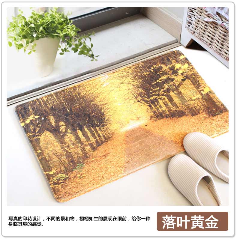 
                                        屋尔美 进门门厅玄关防滑地垫 家卧室简约家用脚垫垫子 黑色波点 40*60CM                
