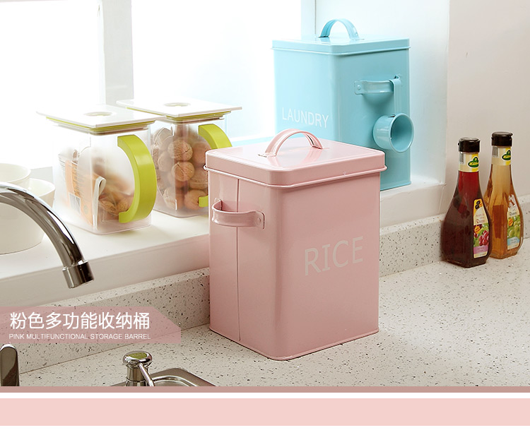 
                                        【京东超市】欧润哲 收纳盒 5L家居多用途洗衣粉厨房杂货整理桶 粉色                