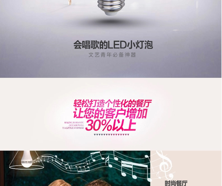 洲明翰源蓝牙3.0音乐球泡灯E27螺口节能LED灯泡光源5W超亮 蓝牙音乐球泡灯