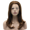 Iwona Synthetic Hair Lace Front Should Straight Brown Hightlight Wig iwona synthetic hair lace front should straight light blue wig