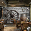 Европейский стиль Ретро Дерево колесо 3D Mural Обои Cafe Bar Ресторан Индивидуальный декор Wall Paper Papel De Parede 3D Paisagem beibehang high grade interior decoration wall paper abstract blue kinetic square 3d floor patch papel de parede 3d wallpaper