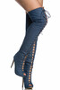 Новое прибытие 2017 Blue Denim Women Boots Peep Toe High Heel Over The Knee Boots Sexy Lace Up Thigh High Boots Zipper Long chaco women s uma lace up boots