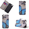 Blue Butterfly Design Кожа PU откидной крышки Кошелек для карты памяти Чехол для iPhone 5S/SE карты памяти