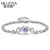 Ni Luoya сердце S925 серебряный браслет женский корейской моды простой браслет ювелирных сладкий день рождения подарок для своей подруги