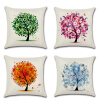 4Pack Cute Color Tree Подушка Обложки 18 x 18 дюймов Хлопок Льняной домашний декор Диван Бросок подушки Чехол Чехлы Комплект из 4