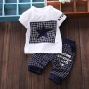 Летняя детская одежда для мальчиков Повседневная хлопка Lovely Short Sleeve Shirt + Pant Детская новорожденная детская одежда Детс детская одежда