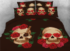 3D Halloween Skull&Red Rose Printed 4-Piece Bedding Sets