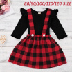 Baby Toddler Girls 2pcs Cute Cotton Top  Stylish Plaid Halter Skirt for Baby First Birthday Clothing Sets