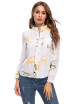 Blusa De Mujer Manga Larga Patrón Floral Cuello Alto Top Ajustado