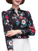 Blusa Para Mujer Cuello Alto Cuello En V Manga Larga Floral Chifón