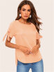 Blusa De Mujer O Cuello Manga Corta Color Sólido Bow Top