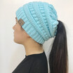 Autumn winter hat knit ponytail warm cap ladies wool cap
