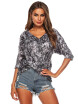 Blusa De Mujer Estampado Batwing Manga Ahueca Hacia Arriba