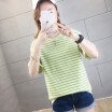 Summer T Shirts For Women Striped Shirt Rainbow Stripes Tops Crew Neck Short Sleeve