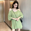 Women Summer Off Shoulder T-shirt Wild Short-sleeved Loose Backless Solid Casual Back Cross Tops