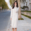 Autumn&winter turtleneck women with a thick&loose size to show thin&long wool dress over the knee sweater dress
