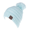 Children Warm Winter Wool Knit Beanie Fur Pom Bobble Beret Hat Crochet Ski Cap
