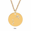 Fashion Constellation Necklace Stainless steel zodiac round disc necklace