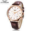 Guanqin Gq001 Men Quartz Watch Working Sub-dial Date 3atm Genuine Leather Band Wristwatch