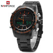 NAVIFORCE NF9024 Dual Movt Men Reloj De Cuarzo Analógico Digital LED Reloj De Pulsera Calendario Relojes Correa De Acero Inoxidable