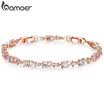 BAMOER 6 colores de lujo de oro Color de rosa pulsera de enlace de cadena para las señoras de las mujeres brillante AAA Cubic Zircon joyería de cristal de JIB01