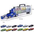 Childrens toy catapult battle container truck portable storage box with 12 alloy car models