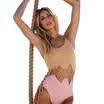 2018 Nuevo Bikini de un lado Color sólido A juego Cadena Traje de baño de una pieza con bandas huecas