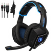SADES R9 PC Gaming Headsets 35mm Wired Earphone Over Ear Game Headphone with Microphone LED Light Volume Control for PC