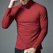 Mens Long-Sleeved Tops Slim Trendy Simple Shirts Warm High Collar Bottoming T-Shirts