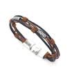 Moda de múltiples capas de cuero cuerda de aleación colgante de abalorios tejido pulsera estilo casual para hombres y mujeres