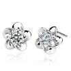 Sliver Color AAA Cubic Zirconia Stud Earrings Wedding Women Fashion Jewelry Flower Pierced Earring Gift WHB11