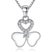 Clover Pendant Necklaces For Women Fashion Jewelry Cubic Zirconia Female Party Accessories Bijoux W-J67