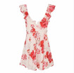 V neck print backless sexy short dress women Ruffle sleeveless sash summer dress 2018 Beach elegant mini dress vestido