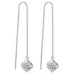 Cubic Zirconia Long Drop Earrings For Women Jewelry Square Eardrop Party Lady Anniversary Gift Accessories J40