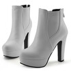 IDIFU Womens Elegant Round Toe Elastic Back Zipper Platform Booties Chunky High Heel Ankle Boots