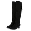 IDIFU Womens Trendy Faux Suede Almond Toe Block Medium Heel Back Zipper Over the Knee High Boots