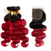 Ishow 8A Ombre Hair Brazilian Hair Weaves 3 Human Hair Bundles with Closure T1BBug Body Wave