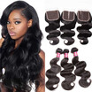 Unice Hair Icenu Series 3 Bundles Brazilian Body Wave Hair With Closure 44 Free Part Remy Human Hair