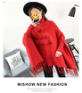 In the fall&winter of 2018 sets to thicken the batwing coat loose sweaters in the cape cape coat ladies fringed long sweater