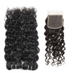 Allove Brazilian Human Hair Weave Water Wave Hair 4pcs Bundles with Lace Closure Virgin Cheap Hair Extensions