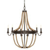 Baycheer HL371838 30" Wide Large Rope LED Chandelier with 6 Light in Olde Iron Black Finish