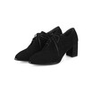 IDIFU Womens Chic Faux Suede Pointed Toe Medium Block Heel OL Work Shoes Lace up Ankle Booties