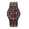 BEWELL Reloj De Hombre De Cuarzo De Madera único Y Moderno Reloj De Pulsera Unisex Liviano Resistente Al Agua Con Calendario Negro  Sandalwo Rojo