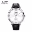 Fashion Stainless Steel Genuine Leather Band Womens Watches for Women Ladies Watch