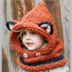 New Design Baby Hat Cap Cat Ear Fox Winter Beanie Hat Children Windproof Hat&Scarf Boy Girl Handmade Knitted Cap