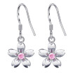 Flower Drop Earrings For Women Cubic Zircon Fashion Wedding Jewelry Gifts White Pink CZ Crystal Hanging Eardrop WHE200