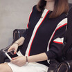 Sweater women 2018 autumn&winter new Korean version of striped pullover knitted sweater loose show thin&thick base sweater