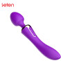 Leten Soft Silicone USB Charge Intelligent heating Vibrator G-Spot Dual head shake Multi-Speed Magic AV Wand Sex Toys For Women