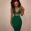 Sexy Shiny Strap Dress Set Crop Tops Slim Hip Mini Dress Women Party Nightclub Lace-up Bandage Bling Lady Cloth