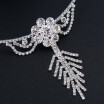 Bridal Jewelry Two Piece Set Rhinestone Leaf Earrings Claw Chain Luxury Jewelry Sets Necklace For Women